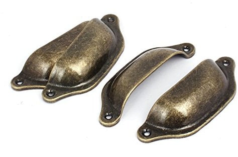 Sourcingmap Cabinet Drawer 98mm Length Shell Shape Knobs Pull Handles Bronze Tone 4PCS