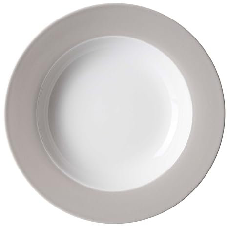 Ritzenhoff & Breker Doppio Suppenteller, 1 Stück, Teller tief mit farbigem Rand, Essteller, Porzellan, Grau, Ø 22 cm, 576863