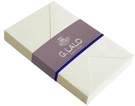 Clairefontaine Lalo 24416L Umschläge Vergé de France (25% Hadern, gummiert, eingeschweißt, perfekt für Ihre Einladungen, 9 x 14 cm, Visitenkarten Format, 25 Umschläge, elfenbein)