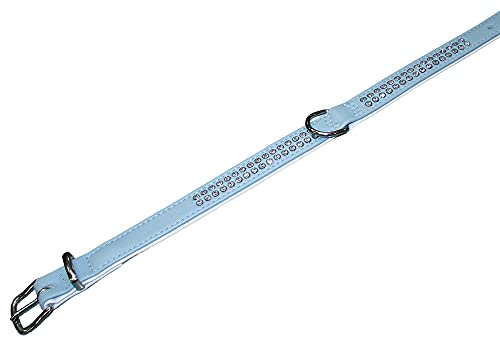 Nobby Halsband Crystal zweireihig, hellblau/weiß 37 cm (27-32 cm), 17/19 mm, 1 Stück