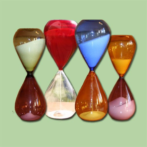 Lauschaer Glaskunst Sanduhr Tag-Nacht (Rot-Klar)