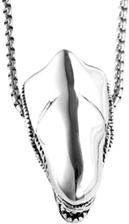 OAKKY Herren Edelstahl 316l Einzelne Hyperbolische Alien Kopf Halskette Silber