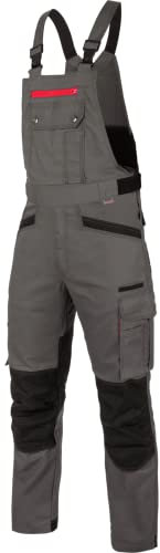 WÜRTH MODYF Arbeitslatzhose Nature - professionelle Arbeitshose für Herren - Latzhose mit Knieschutztaschen - in der Größe 48 in Grau