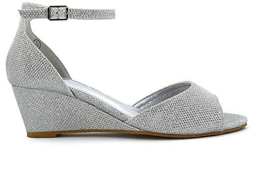 Womens Low Wedge Heel Ankle Strap Sandals Ladies Peep Toe Party Evening Shoes