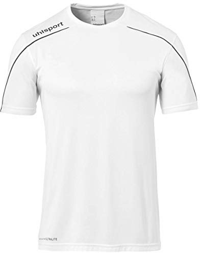 Uhlsport Stream 22 Short Sleeve Jersey Men, Cyan/White, Moisture Wicking Crew Neck Dry Tech, Size M