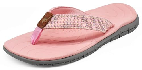 KuaiLu Infradito Donna Moda Estive Comode Pelle Ciabatte Infradito Supporto Arco Plantare Sandali Infradito Spiaggia Piscina Flip Flop Mare Leggere Antiscivolo Gomma Suole rosa 36