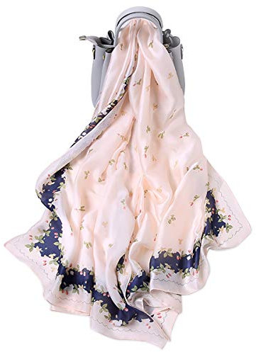 LumiSyne Foulards En Soie Imprimé Floral Rose Echarpes Long Foulards Coloré Châle De Plage Style Doux Et Élégant Toute La Saison(rosa)