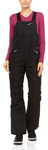 Swiss Alps Damen Ski-Latzhose mit Taschen, wasserdicht, atmungsaktiv - Schwarz - Groß
