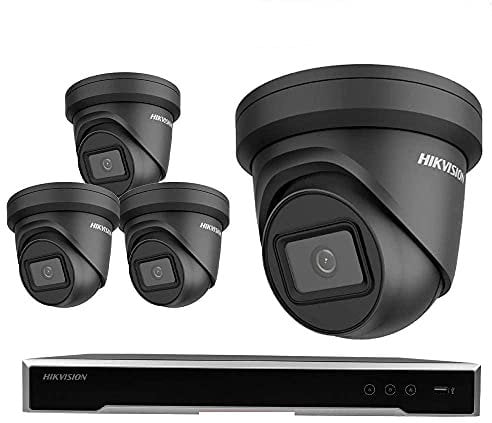 Hikvision CCTV system kit 4X 8MP Turret cameras DarkFighter Network Grey 30m IR night vision 4K 8CH NVR Compatible with third-party network cameras - DS-2CD2385G1-I - DS-7608NI-K2 (2TB)