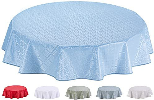 Home Direct Wachstuch Tischdecke Abwaschbar Rund (Rund 155cm, Blau Grau)