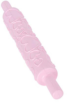 Embossed Rolling Pin,Heart 3D Pattern Non Stick Sugarcraft Fondant Rolling Pin Embossing Textured Pastry Dough Roller 14.4x2 in for Cookies Sugar Paste Pastry Pie Crust Cake Decoration