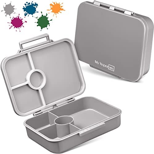 My Vesperbox – Bia - Bento Box Kinder - NEU - VERSTÄRKTE VERSCHLÜSSE - Auslaufsicher & BPA Frei - extrem robust - Lunchbox – Brotdose - ideal für Kindergarten und Schule (Grau)