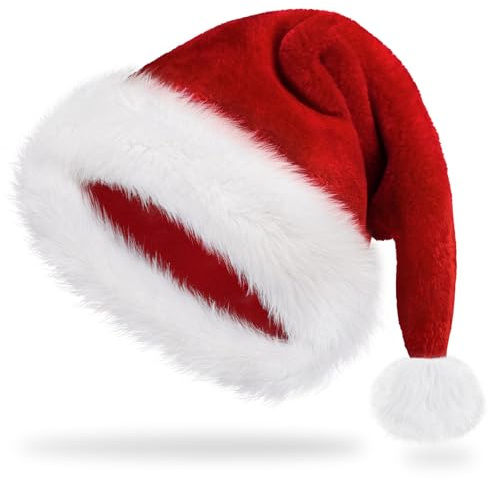 Iioscre Santa Hat Adult Christmas Hats - Santa Claus Hat for Women Men - Xmas Holiday Party