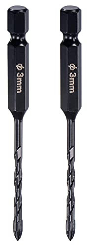 sourcing map 2 Pcs Glass Concrete Drill Bit,Masonry Drill Bits Set Carbide Tip for Glass, Brick, Tile, Concrete, Plastic and Wood with size 3mm