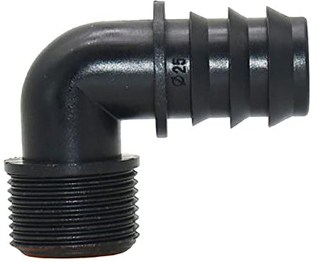 5pcs 1/2 3/4 Filetage mâle à 16mm 20mm 25mm de Jardin de Jardin Connecteur de Barbe coude de Tube en Plastique coude,3/4 to 25mm