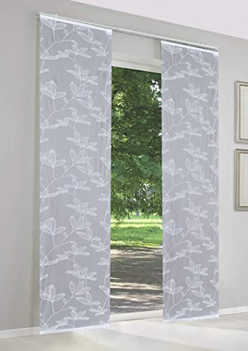 Sun World Schiebegardinen nach Maß, Heidelberg, hochqualitative Wertarbeit, Maßanfertigung, Schiebevorhang, Flächenvorhang, halbtransparent, inkl. Laufwagen (120cm Höhe x 60cm Breite/Weiß)