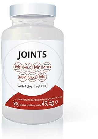 Swiss Point Of Care JOINTS, 90 Kapseln - hochdosierte OPC und Polyphenole aus roten Trauben, mit den Vitaminen C, D und K, reich an Glucosaminen, vegan