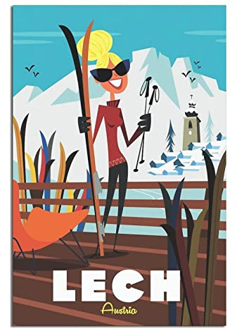 Lech Austria Ski-Poster auf Leinwand, Kunst, Wanddekoration, Poster, Poster, Geschenk, 30 x 45 cm