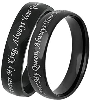 ANAZOZ Partnerringe Für Sie und Ihn, Personalisierte Ringe Paare Edelstahl Damen 54 und Herren 65 Ringe mit Gravur Forever King and Queen