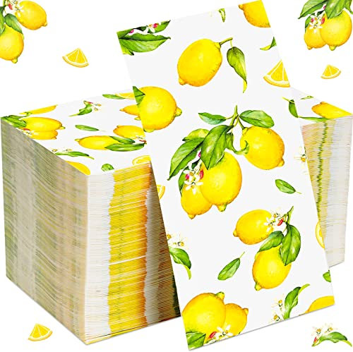 150 Stück Einweg-Gästeservietten, 3-lagig, Zitronen-Papierservietten, Sommerhandtücher für Badezimmer, Papierhandtücher, dekorative Servietten für Sommer, Teeparty, Babyparty