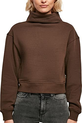 Urban Classics Damen Ladies Organic Short High Neck Crew Brown, 3XL