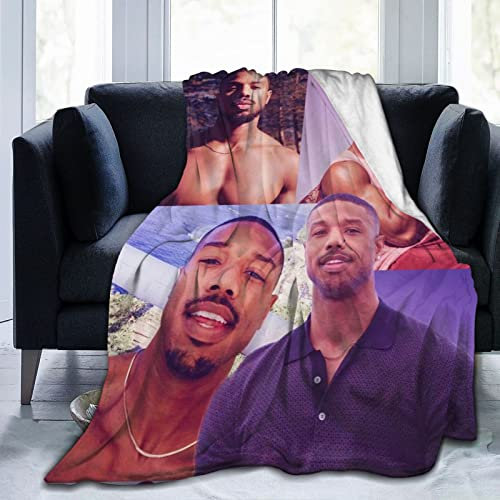 Michael Actor B. Jordan Überwurfdecke, ultraweich, Flanell-Fleece, leichte Überwurfdecke, warme Klimaanlage, Decke für Couch, Sofa, Bett, 127 x 101 cm