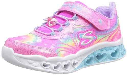 Skechers Flutter Heart Lights Groovy Swirl, Scarpe sportive Bambine e ragazze, Hot Pink Sparkle Mesh Lavender Trim, 29 EU