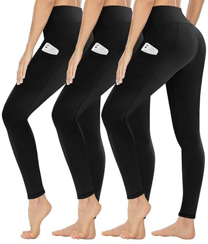 Gayhay 3er Pack Leggings Damen High Waist Sportleggings Blickdicht Sporthose für Sport Yoga Gym(Schwarz*3-T,S-M)