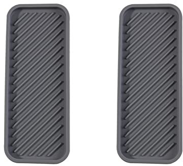 Eabdice 2 Stück Spülbecken Organizer Silikon, Abtropfmatte Silikon, Spüle Trockenmatte für Weingläser, für Die Küchenspüle (Grau