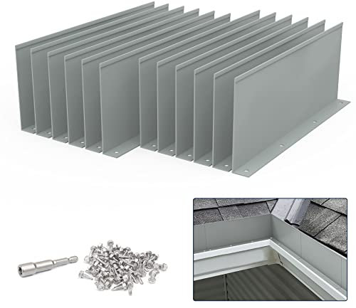 Pearwow Gutter Valley Spritzschutz, Aluminium-Regenumsteller, Dachrinne, Spritzschutz für Tal, Ecke oder gerade, je 25,4 cm (12 Stück, grau)