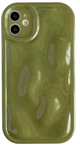 Caseative for iPhone 11 Case,Water Ripple Wave Meteorite Bubble Chrome Plating Soft Phone Case (Green)