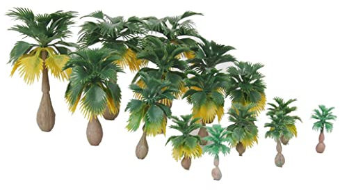 misppro 15pcs Plastic Model Palm Trees 3.5-10cm Multi Scale for DIY Crafts, Wargames, War Gaming Scenery or Building Diorama Scenics