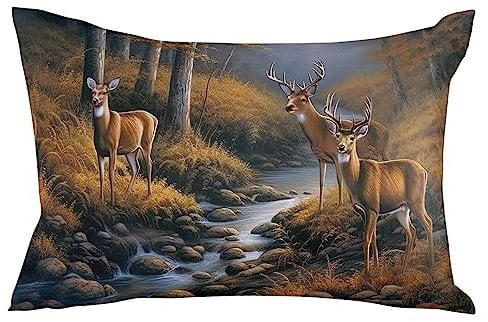 Kissenbezüge, 50,8 x 76,2 cm – Queen Deer steht an einem Bach tief im Wald, weiche gebürstete Mikrofaser, Kissenbezüge mit verstecktem Reißverschluss, Bettkissenbezüge für Schlafzimmer, Sofa, Auto