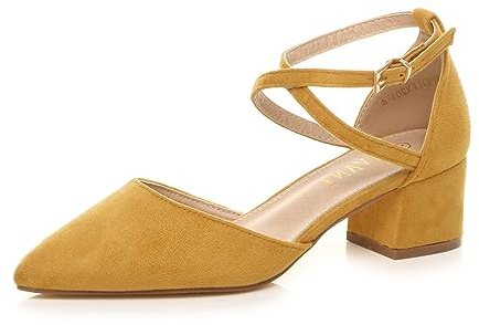 AJVANI Womens Ladies mid Block Heel Cross Strap Evening Mary Jane Court Shoes Size 8 41