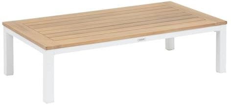 Hespéride - Rechteckiger Garten-Beistelltisch EMPERIA Weiß - 130 x 69 x 36 cm - Epoxidbeschichtetes Aluminium - FSC®-zertifiziertes Akazienholz - Akazie/Weiß
