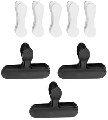 Fackelmann Lot de 8 pinces à sachets en plastique réutilisables Noir et blanc