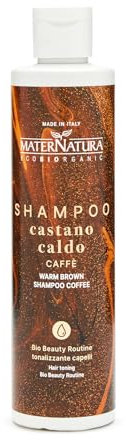 Heißer Kaffee für Braun Shampoo: Ideale Tönung für goldene und haselnussbraune Nuancen, Feuchtigkeitsspendend, Bio Beauty Routine für warmes Braun, Made in Italy - 250 ml