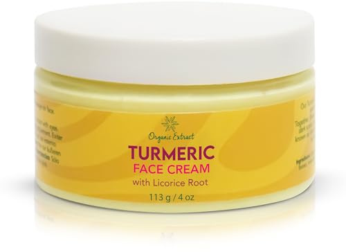 ORGANIC EXTRACT Turmeric Face Cream - 4 fl oz / 113 g - Natural Turmeric Skin Brightening - Daily Facial Moisturizer, Fights Acne, Evens Tone, Fades Scars, Sun Damage, & Age Spot - Intense Hydration