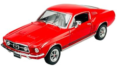 DROMADER Welly Ford Mustang GT 1967 Coupe Rot 1/24 Metall Modell Auto Die Cast Neu im Kasten