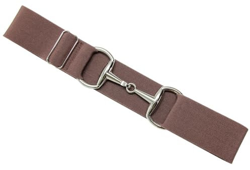 Septan Reitgürtel mit Schnalle, Reitpferd, dehnbar, Damen/Herren, elastischer Reitgürtel für Reithosen, 3,8 cm Kaffeebraun Silber Trense Schnalle, Adjusts 20-37 inch waist. Belt width 2 inches