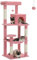 PAWZ Road Katzenbaum mit Metall-Plüsch-Hängematte, Katzenturm mit 2 Condo-Haus, 6-stufige, großer oberer Sitzstange rosa 143cm