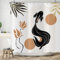 ASDCXZ Boho Duschvorhang 180x200 cm, Modern Abstrakt Boho Style Schwarz Koi-Karpfen Gold Blätter Blumen Bad Waschbar Duschvorhänge Polyester Textil Wasserdicht Badevorhang für Badewanne mit 12 Haken