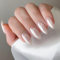 24Pcs Aurora French False Nails - Grey Almond Stick on Nails - Full Cover Press on Nails for Women and Girls