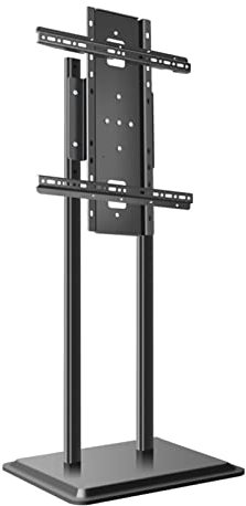 Support TV Meuble TV au Sol pour téléviseurs de 40 à 86 Pouces, Meuble TV Mince réglable en Hauteur avec Base en métal Noir, Rotation Horizontale et Verticale de l'écran à 90°