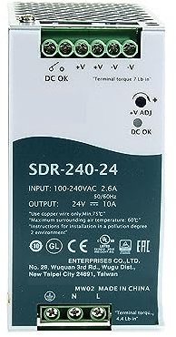 SDR-240 88-264V CA a CC 24V 48V 240W Fuente de alimentación conmutada de carril Din de salida única industrial con 1 piezas (Size : 24V)