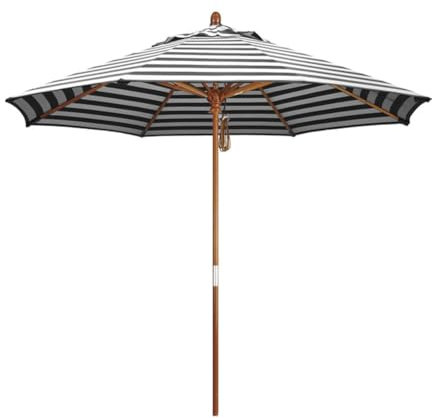 Sonnenschirm 210/270cm, Gartenschirm Holz, Terrassenschirm mit 8 Rippen, Strandschirm Höhenverstellbar, UV-Schutz Balkonschirm, Marktschirm Tischschirm mit Belüftung (Color : Black+white, Size : 7ft