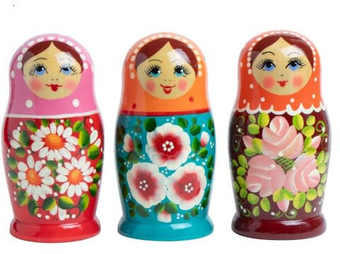 rukauf Rossijanotschka Matroschka Matröschka Babuschka Matrjoschka 13cm Höhe - 6 Holz-Puppen - Verschiedene Motive - Holzpuppe Матрёшка Matruschka