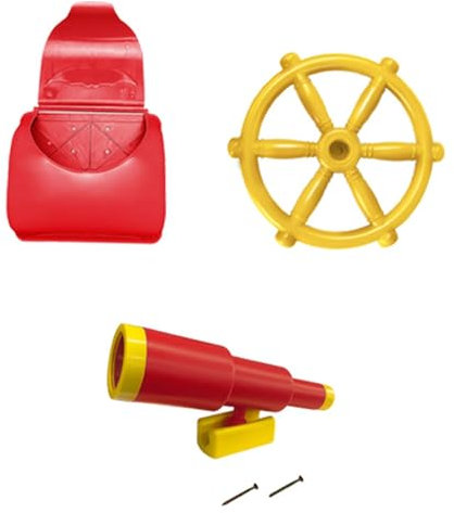 Sharplace Outdoor-Spielgerät für Kinder, Abenteuer-Set mit Fernrohr und Briefkasten, Rot