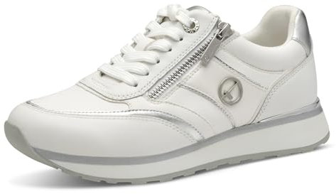 Tamaris Damen Klassische Ballerinas, Frauen Flats,Comfort Lining,TOUCHit-Fußbett,Slip-ons,klassisch elegant,Ballerinen,White/Silver,42 EU