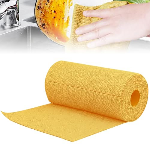 Lot de 50 rouleaux de chiffon de nettoyage en microfibre, 30 x 30 cm, chiffons de nettoyage, chiffons de nettoyage, chiffons de nettoyage, réutilisables, non pelucheux (orange)